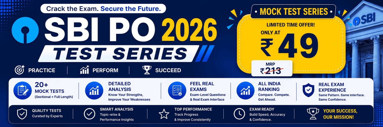 SBI PO 2026 TEST SERIES 20+ MOCK TESTS | DETAILED ANALYSIS | REAL EXAM FEEL ONLY ₹149